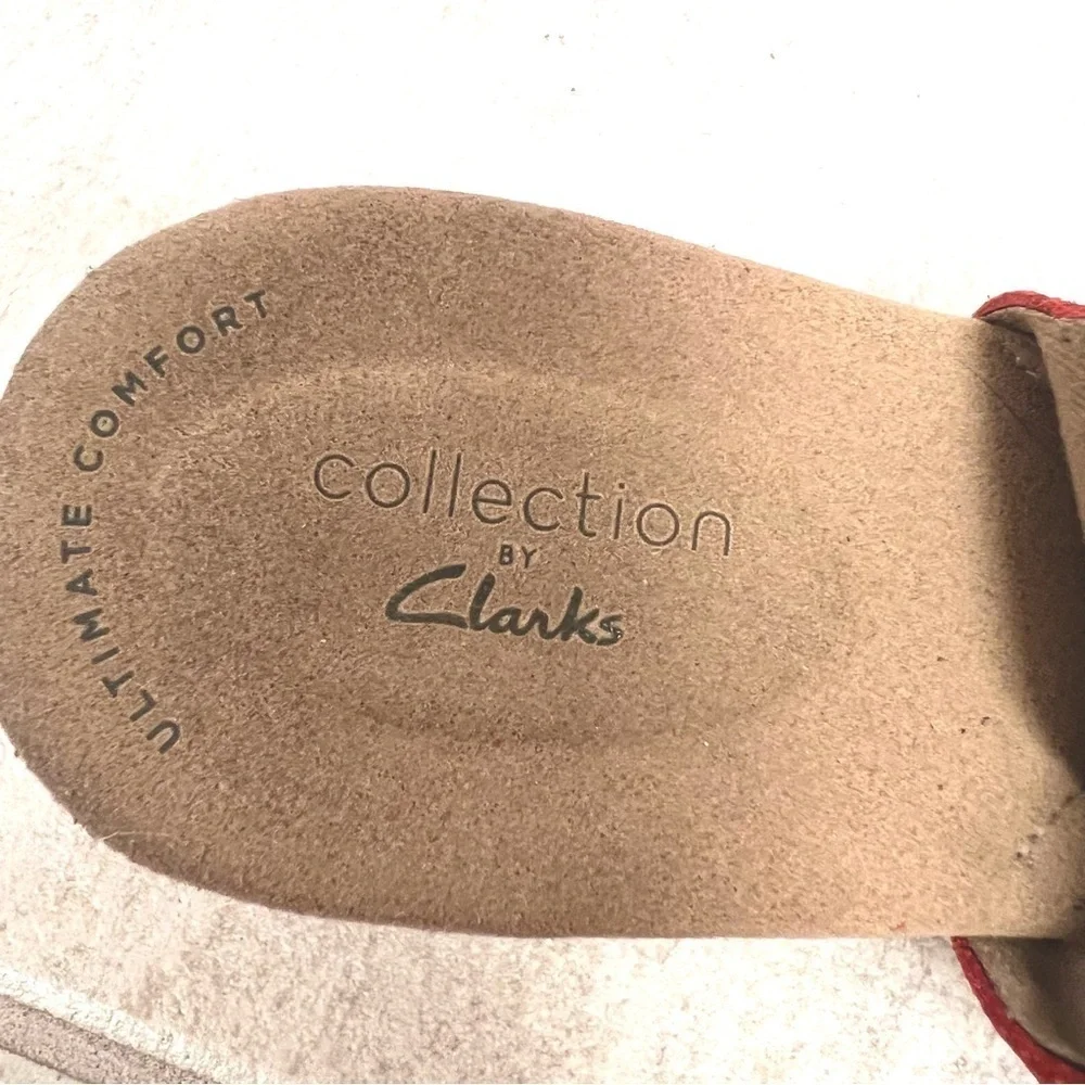 Clarks Womens Giselle Dove Wedge Sandals platform leather suede womens size 9.5M